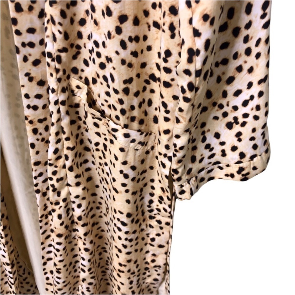 Cupcakes & Cashmere Arianne Leo Dot Duster Coat Kimono Latte Size XS Leopard - Picture 6 of 11